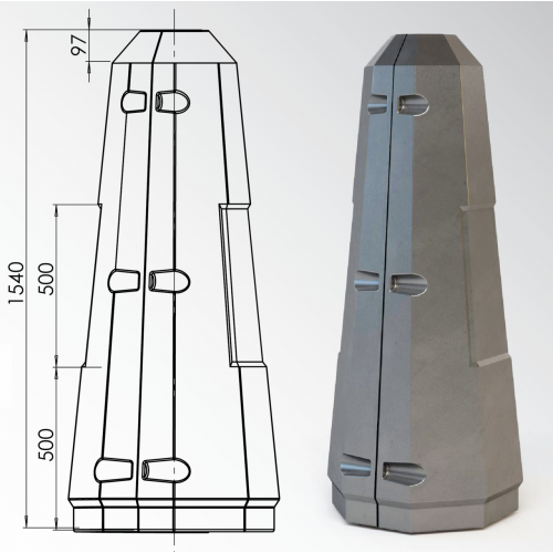 Цоколь восьмигранный стеклопластиковый А1 380х1540 мм в Новокузнецке